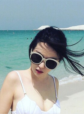 速发韩版墨ag原宿u镜复古圆框太镜米白色边框修脸果冻粉