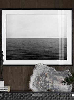 杉本博司b海景黑白装饰画 工业风艺术摄影挂画 客厅背景墙黑白海