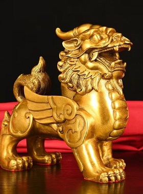 全铜貔貅公母一对摆件客厅玄关装品饰办公室工艺T品皮休中式送礼
