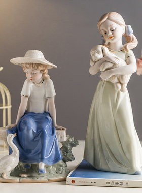 创意女孩陶瓷摆件家居客厅酒柜房间少G女心装饰品新结婚礼物送新