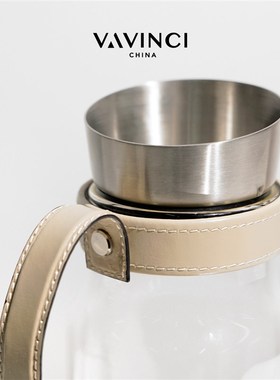 速发新品厅奢玻璃皮质水壶水杯套装高质感客水壶冷轻茶几吧台软装