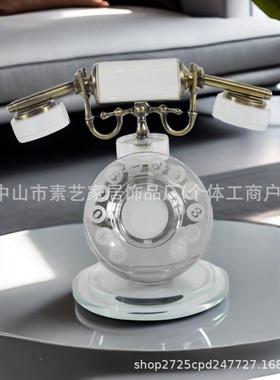 新中式复古水晶电话品机件板房居家客厅桌样摆面茶几软装饰BJ0129