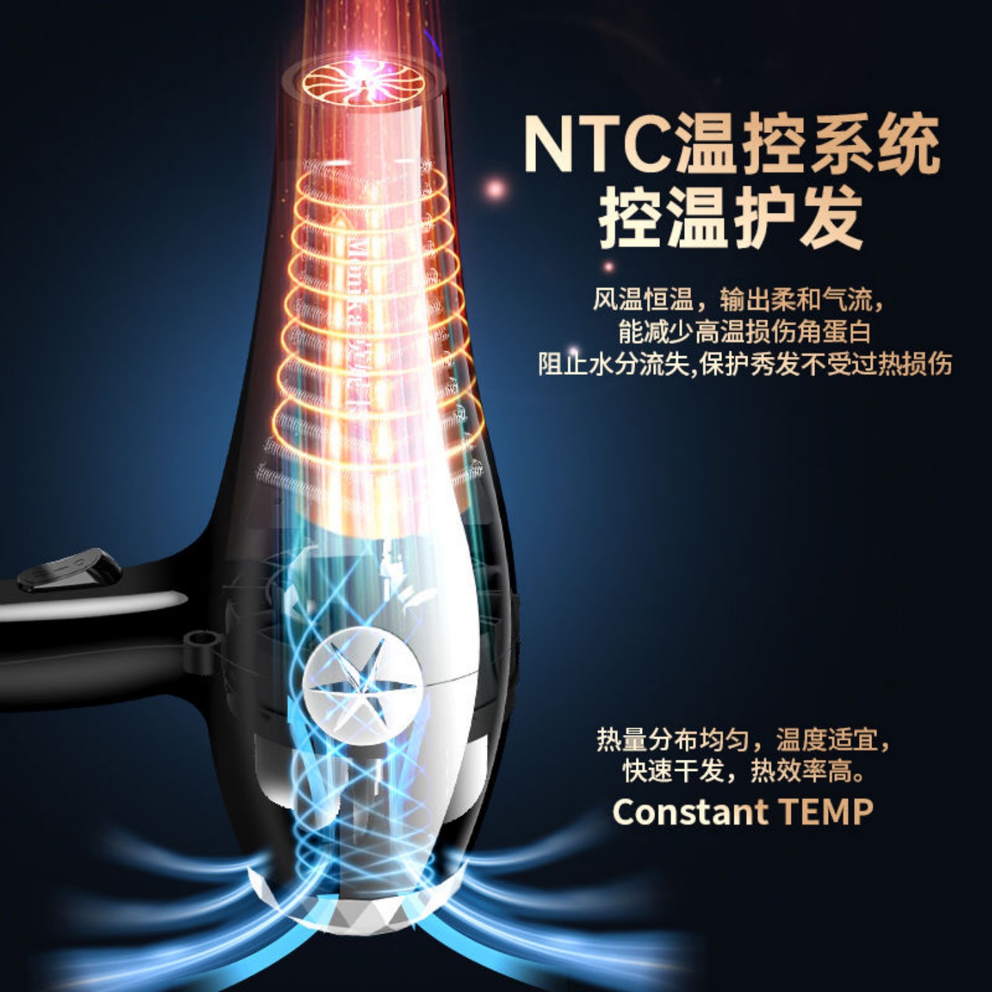 吹风机家用大风力专用大功率3000负离子宿舍学生冷热风风筒