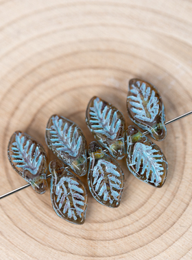 树叶珠6x12mm琥珀色捷克进口琉璃
