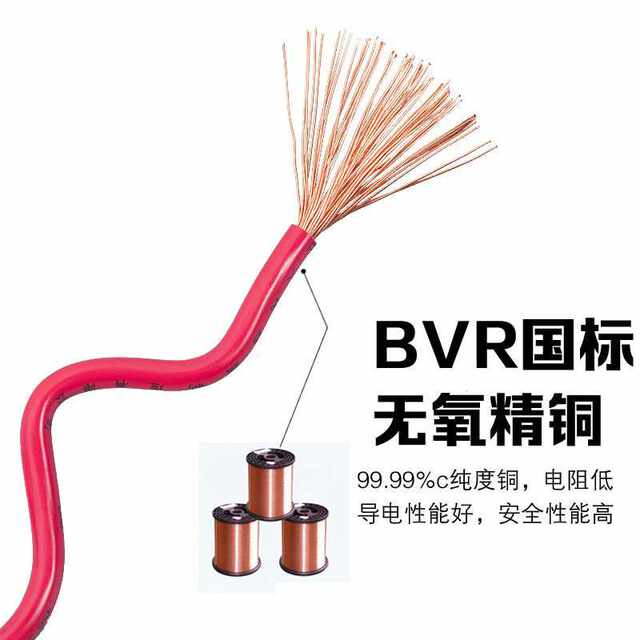People's Cable Official Flagship National Copper Core Wire BVR Multi-Strand Flexible Wire 2.5 4 6 Square Household Pure Copper 10