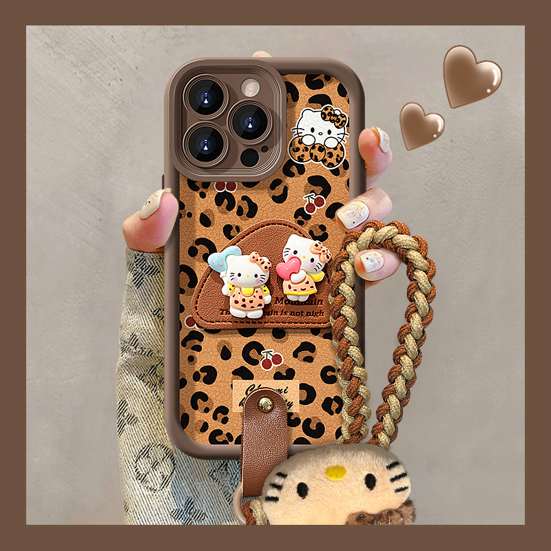 适用苹果17promax手机壳秋冬新女款16/15pro豹纹猫咪支架挂绳iPhoneAir磨砂羊皮14plus高级13p美拉德12防摔11 - 图0