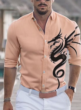 3D digital printed men's casual shirt 3D数码印花男士休闲衬衫