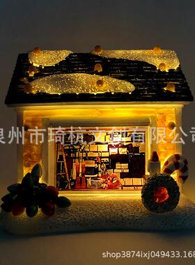 热销可发光餐圣诞饰美式家装居卧欧室厅客厅玄关驯QH-21401鹿房屋