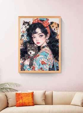 数字油画diy 猫狗熊 创意手绘手工油彩画填色丙烯北欧风装饰画