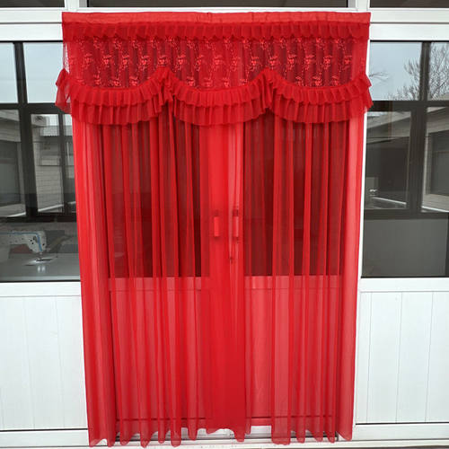 红色绣花门帘魔术贴农村结婚门帘C家用魔术贴夏季窗帘隔断布艺卧 - 图0