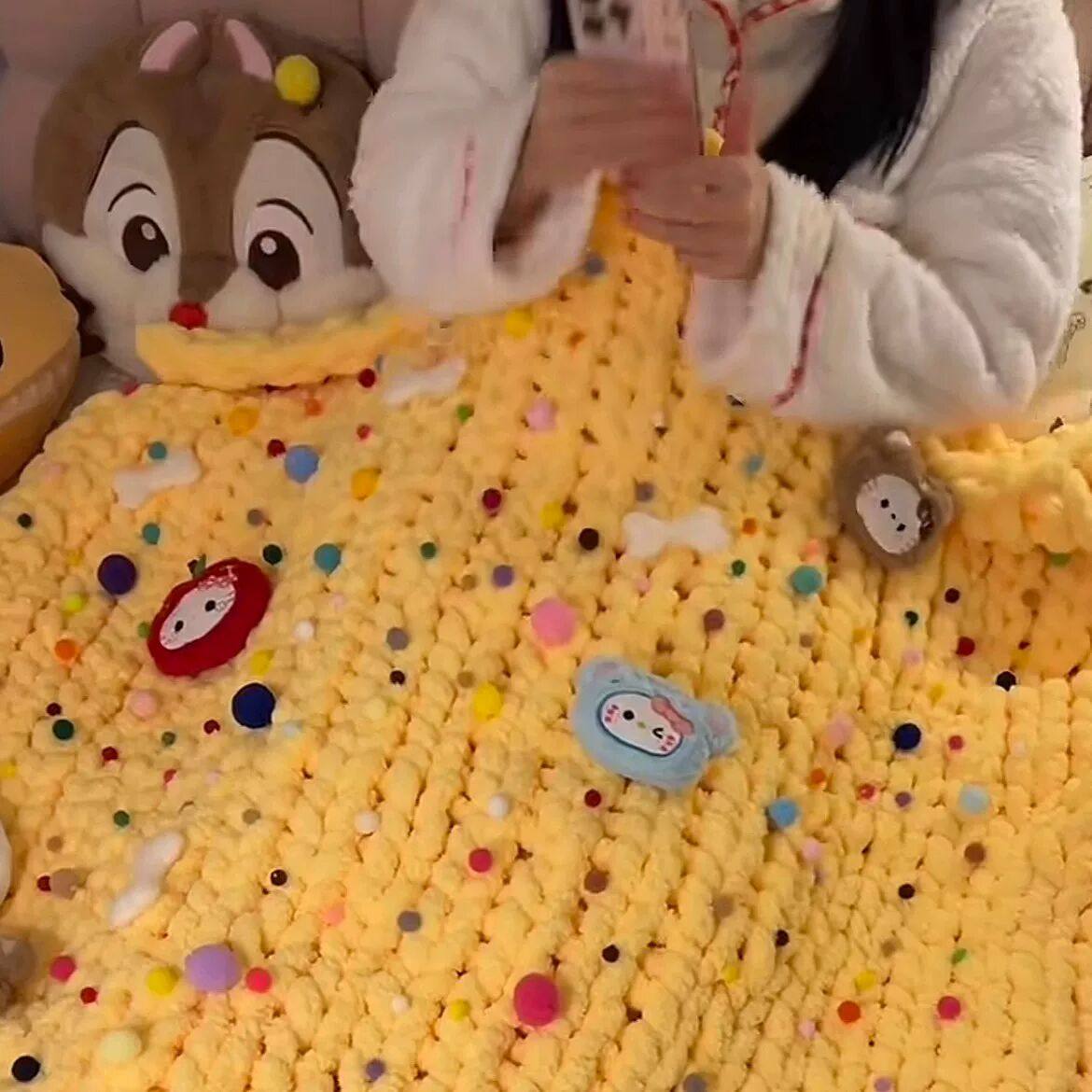 手工芝士毛毯成品diy材料编织奶油芝士被子送女朋友闺蜜冬季保暖,淘宝优惠券,粉丝福利购,淘宝优惠卷