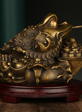 纯铜金蟾摆件三足金蟾日进斗金招财金蟾家居客厅公司店铺开业礼品