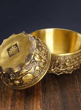 新款沈万三同款聚宝盆黄铜加厚聚宝盆 店铺办公室礼品工艺品摆件