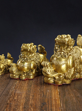 黄铜金钱貔貅铜貔貅如意貔貅摆件铜貔貅工艺品办公室摆件礼品批发