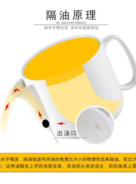 炖盅式滤油神器厨房汤油分离器陶瓷隔油碗家用撇油月子喝汤沥油壶