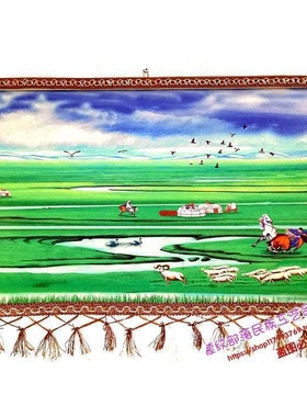 蒙古毛毡画内蒙古特色装饰品成汗工艺品挂画蒙古包餐厅装饰画