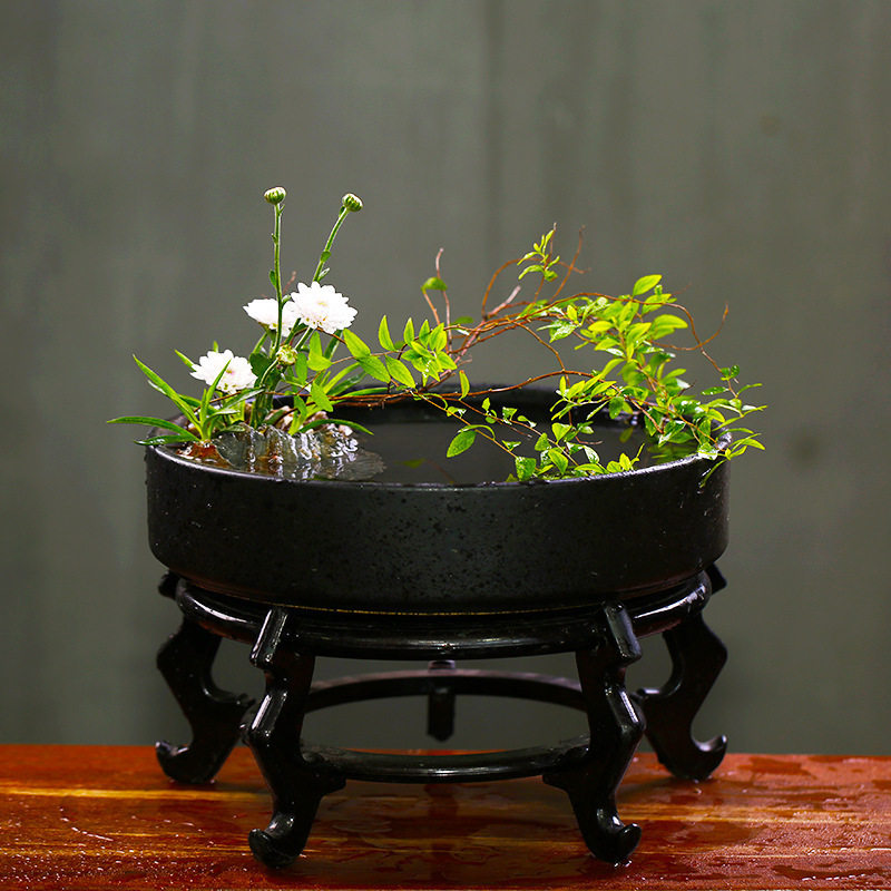 剑山陶瓷插花器小原流池坊花道中式花盆大盘器皿禅意水培日式复古,淘宝优惠券,粉丝福利购,淘宝优惠卷