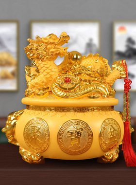 金色龙存钱罐客厅酒柜电视玄关店铺开业装饰品摆件礼品收银台乔迁