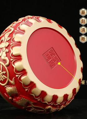 红色聚宝盆黄铜摆件家居八福招财玄关客厅电视柜办公黄铜米缸全铜