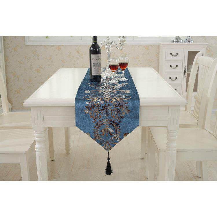 高档 蓝色欧式时尚简约现代 奢华新古典西餐桌旗茶几旗电视柜布巾,淘宝优惠券,粉丝福利购,淘宝优惠卷