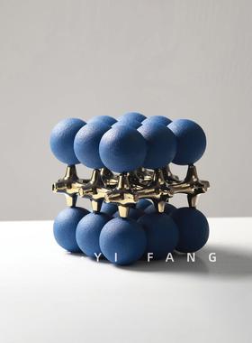 一匚黑金陶瓷几何魔方克莱因蓝家居售楼处样板间客厅卧室玄关摆件