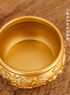 速发黄铜礼宝盆摆品黄铜米缸存钱罐店铺开业客厅家居饰件前台聚品