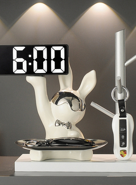 速发奶油风入面玄关收纳摆件创意兔桌家居子户装饰品乔迁新居礼品