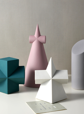 速发客汉美立体几何陶瓷摆件样厅玄关桌面家居饰品创意贝板间摆设