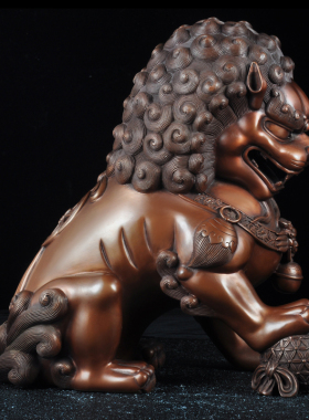 紫铜宫门狮摆件招财故宫狮子一对