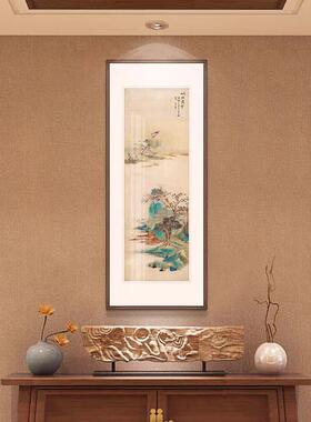 张大千装饰画国画彩墨油画山水画竖版新中式玄关挂画走廊过道装饰