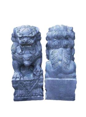 石青石小石狮子摆件小号一门对家用门前狮口祠AL100356堂墓地石头