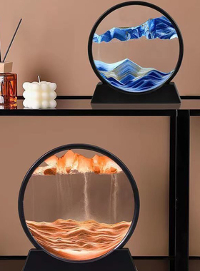 夜灯流沙画沙漏摆件客厅酒柜w电视柜创意解压办公室桌面装饰品礼