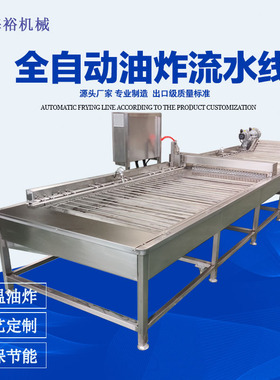 海裕全自动连续式油炸机大型油炸流水线薯条油炸机小酥肉油炸线