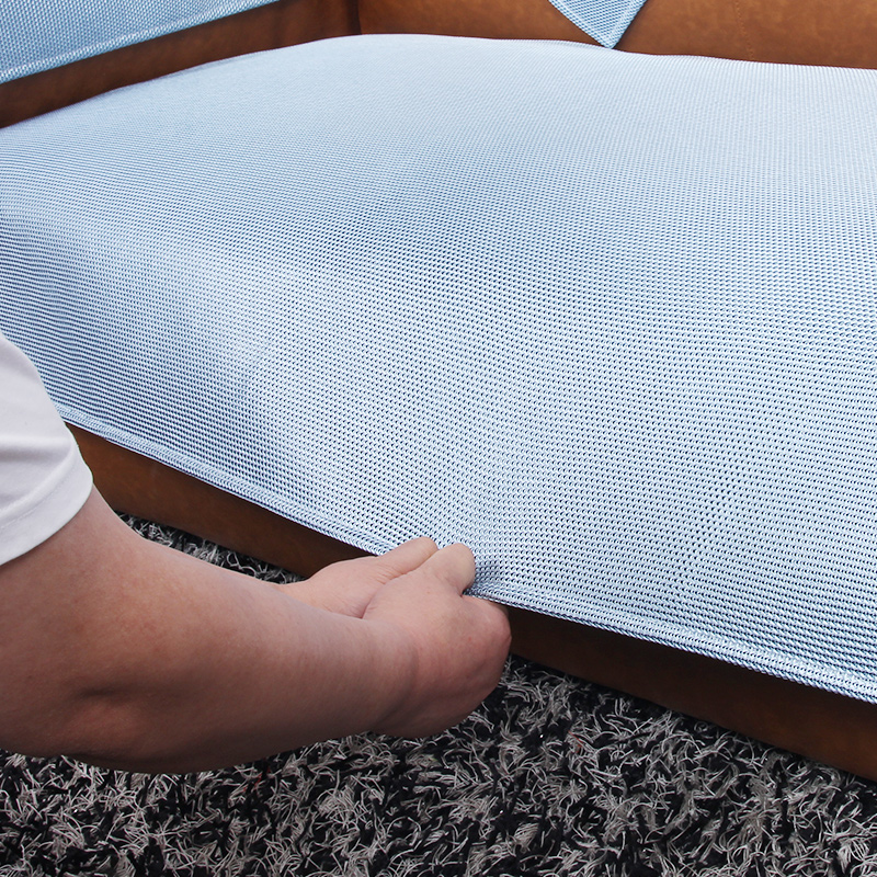 美香居高级精品垂边冰丝沙发垫直排防滑透气纯色2024年新款沙发垫