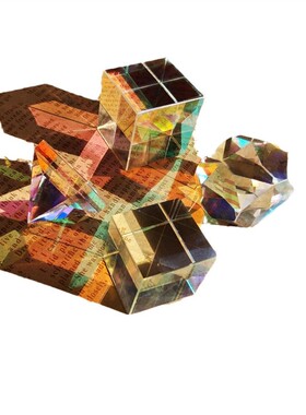 合色玻璃摆件棱镜捕手光之太阳阳光捕手棱立方体光镜