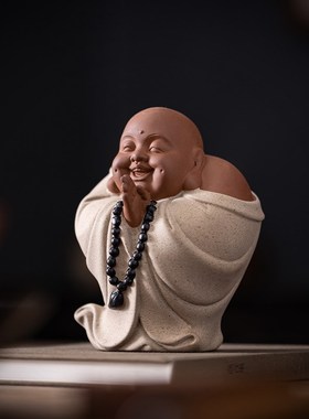 速发创意紫砂弥茶勒宠佛件精品可养客厅玄关博古架招财笑面摆茶室