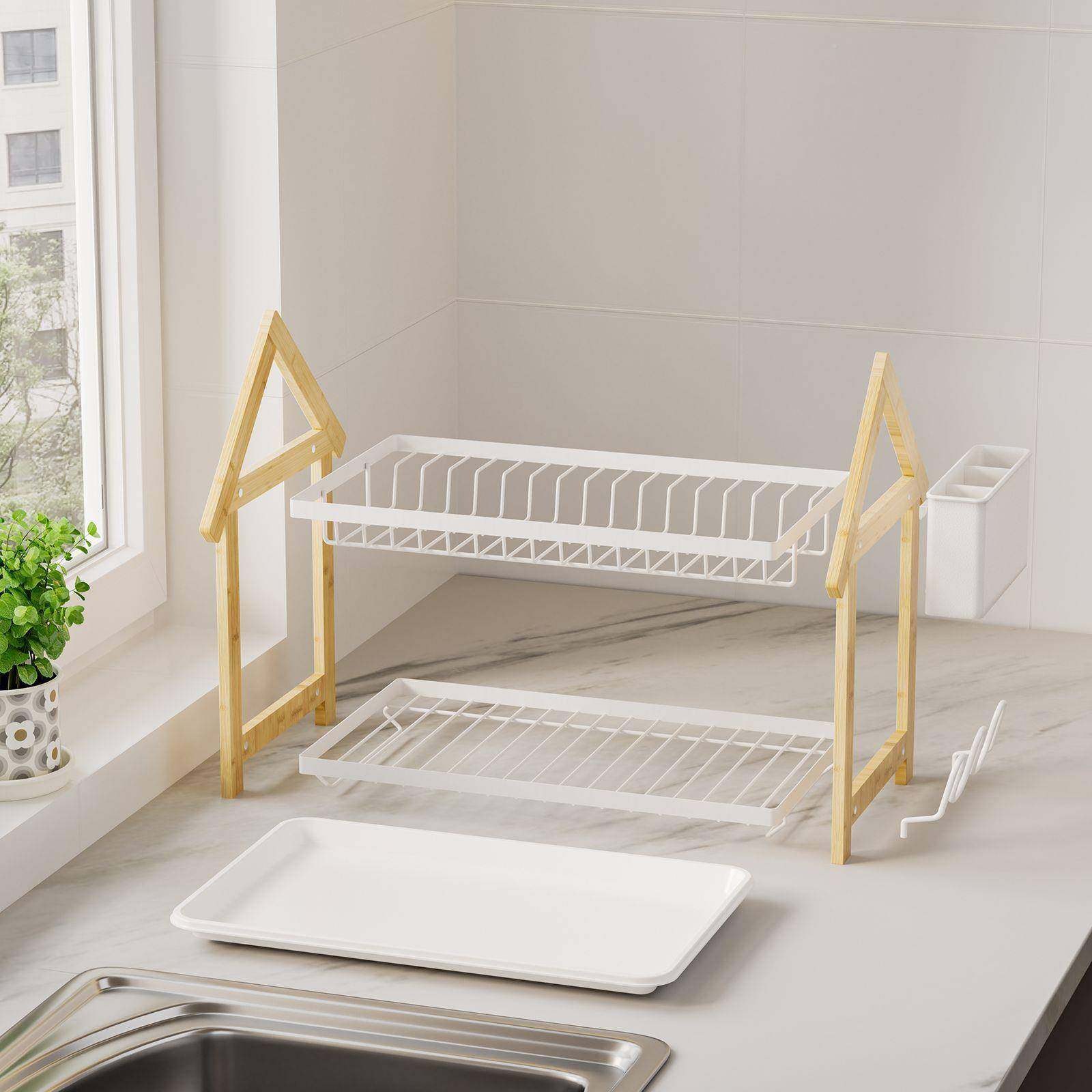 现代日式厨房碗碟筷子收WD068实纳沥用架家双层木防潮水置物架,淘宝优惠券,粉丝福利购,淘宝优惠卷