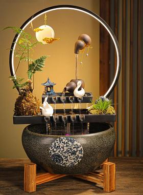 创意流水招财摆件循环水生财中式鱼缸景观装饰客厅办公室桌面礼品