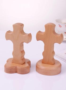 十字木质摆件架子黑胡桃书桌摆台简约现代木头实木定制刻字送礼