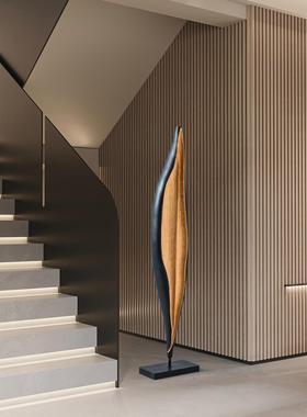 创意抽象木雕工艺酒店样板间玄关装饰落地摆件门店橱窗雕塑艺术品