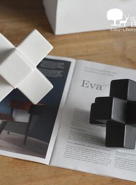 几何体黑色白色陶瓷摆饰样板间极简层板餐桌台面软装饰品家居艺术