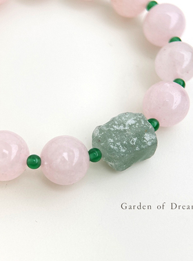 【山水春意】新中式手串天然粉水晶手链女小众设计手饰绿玉髓手珠