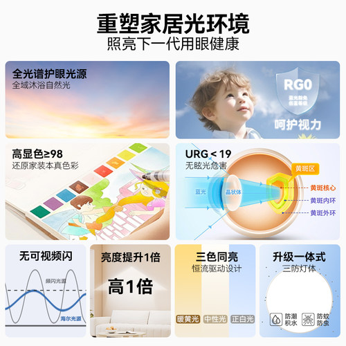 海尔照明高亮全光谱led护眼吸顶灯现代简约主卧室灯儿童房书房灯 - 图0