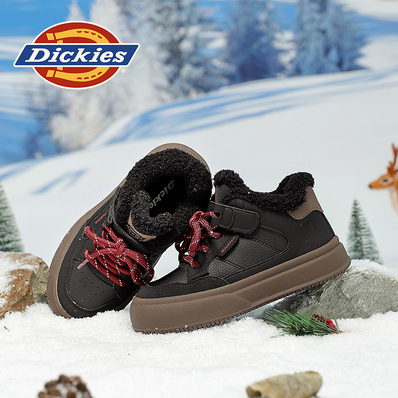 Dickies儿童板鞋2025新款加绒保暖高帮男童女童运动休闲鞋雪地靴,淘宝优惠券,粉丝福利购,淘宝优惠卷
