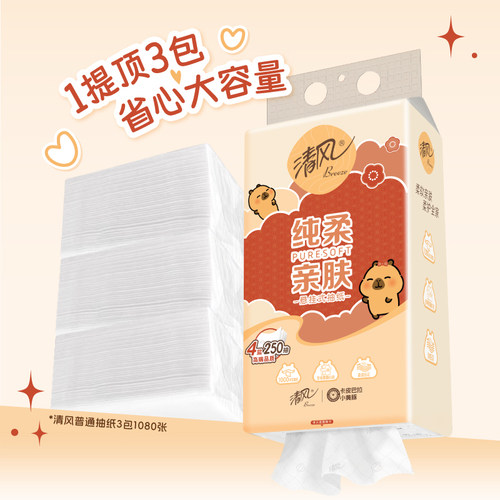 清风卡皮巴拉联名款抽纸悬挂式挂抽4层加厚实惠家用厕纸卫生纸 - 图2