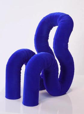 轻JHDZ奢极简房植绒几何凳子工艺品摆件样板植房书树脂绒工艺品装