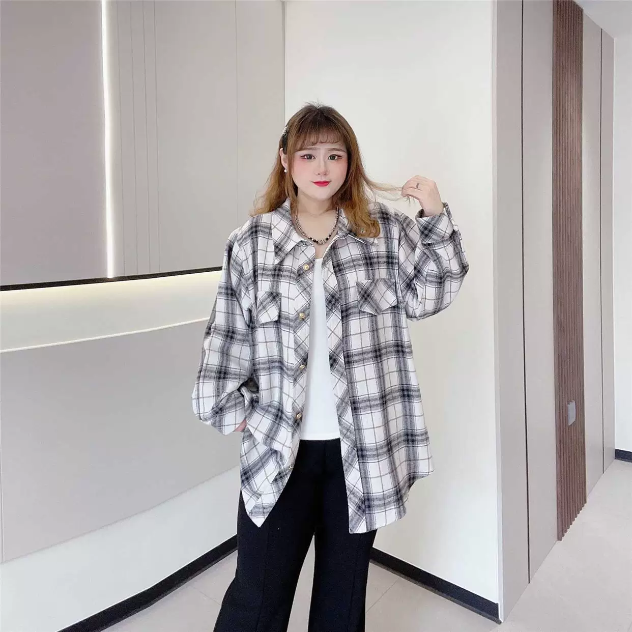 Retro shirt for leisure, plus size, oversize