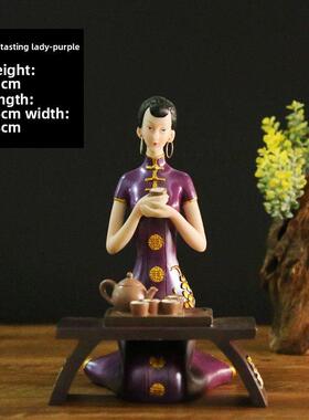 新中式仕女摆件家居饰品家具博古架电视柜装饰品树脂人物软装饰品