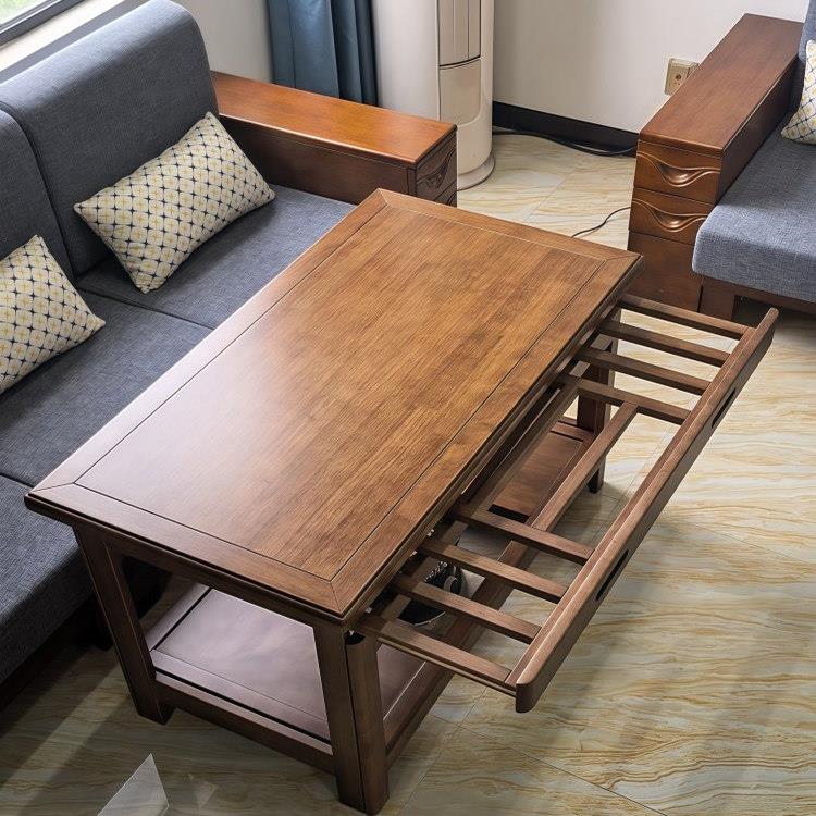 烤火桌子家用实木折叠烤火架楠竹简易冬季炕桌1.2米长方形取暖桌 - 图0