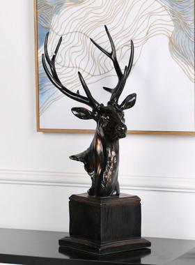家居饰品摆件 欧式树脂麋鹿头摆件 覆古鹿角装饰品创意摆设品客厅